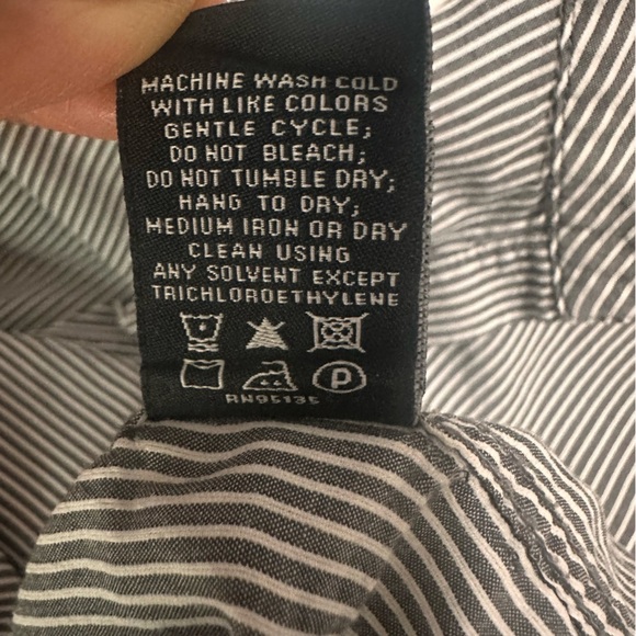 Lafayette 148 Women's White and Gray Striped Button-Up Shirt Blouse Size XL - Picture 8 of 10